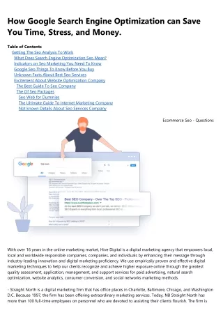 how google search engine optimization can save
