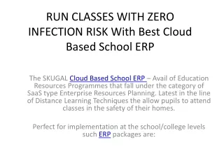 run classes with zero infection risk with best cloud based school erp