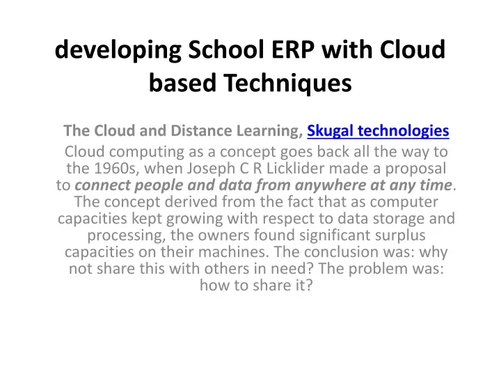 developing school erp with cloud based techniques