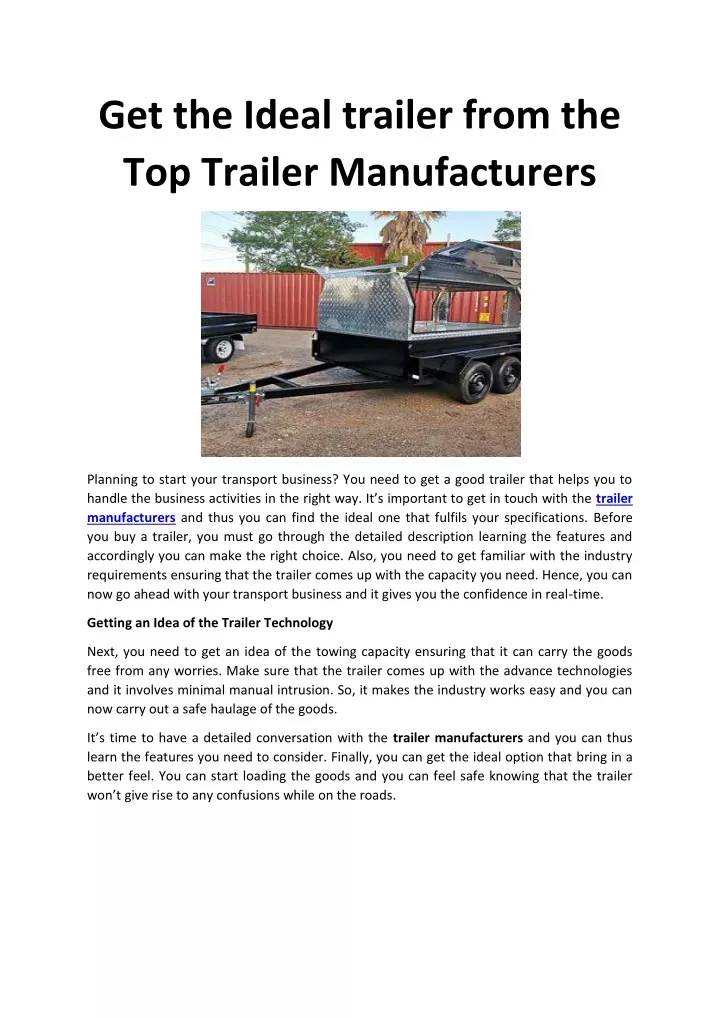 get the ideal trailer from the top trailer