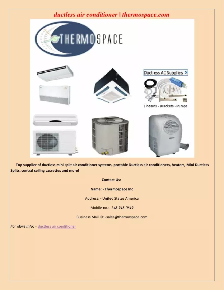 ductless air conditioner thermospace com