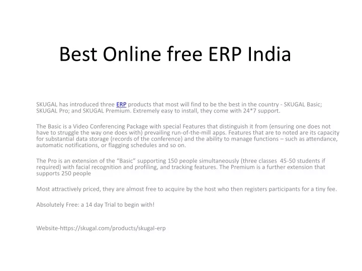 best online free erp india