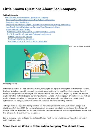 little known questions about seo company