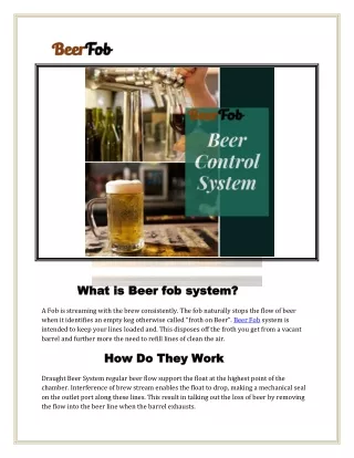 How do the work beer fob system and how to prevent beer wastage.