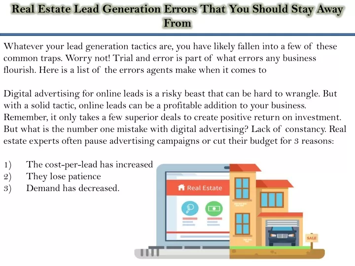 real estate lead generation errors that