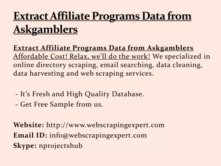 extract affiliate programs data from askgamblers