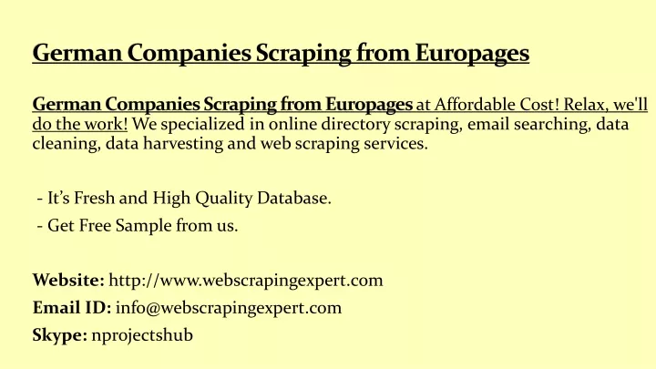german companies scraping from europages