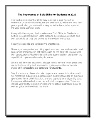 the importance of soft skills for students in 2020