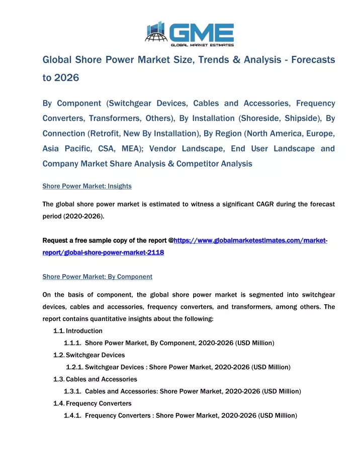 global shore power market size trends analysis