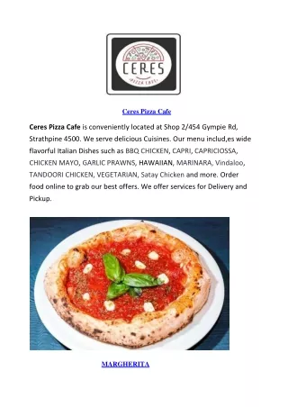 Ceres Pizza Cafe Strathpine Takeaway Menu, QLD – 5% Off