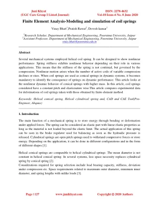 Finite Element Analysis-Modeling and simulation of coil springs