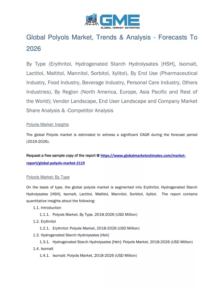 global polyols market trends analysis forecasts to