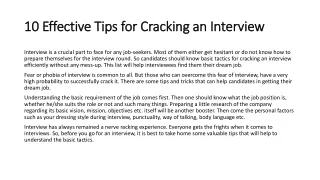 10 Effective Tips For Cracking An Interview