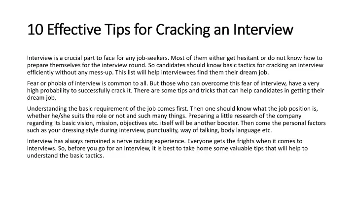 10 effective tips for cracking an interview