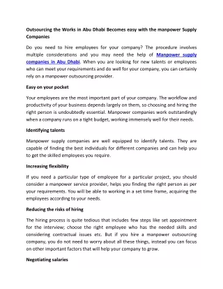 outsourcing the works in abu dhabi becomes easy