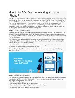 How to fix AOL Mail not working issue on iPhone?