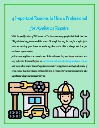 4 Important Reasons to Hire a Professional for Appliance Repairs
