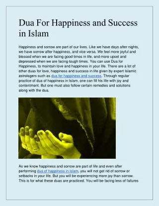 Dua For Happiness and Success in Islam