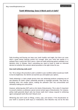 Teeth Whitening: Does it Work and is it Safe?