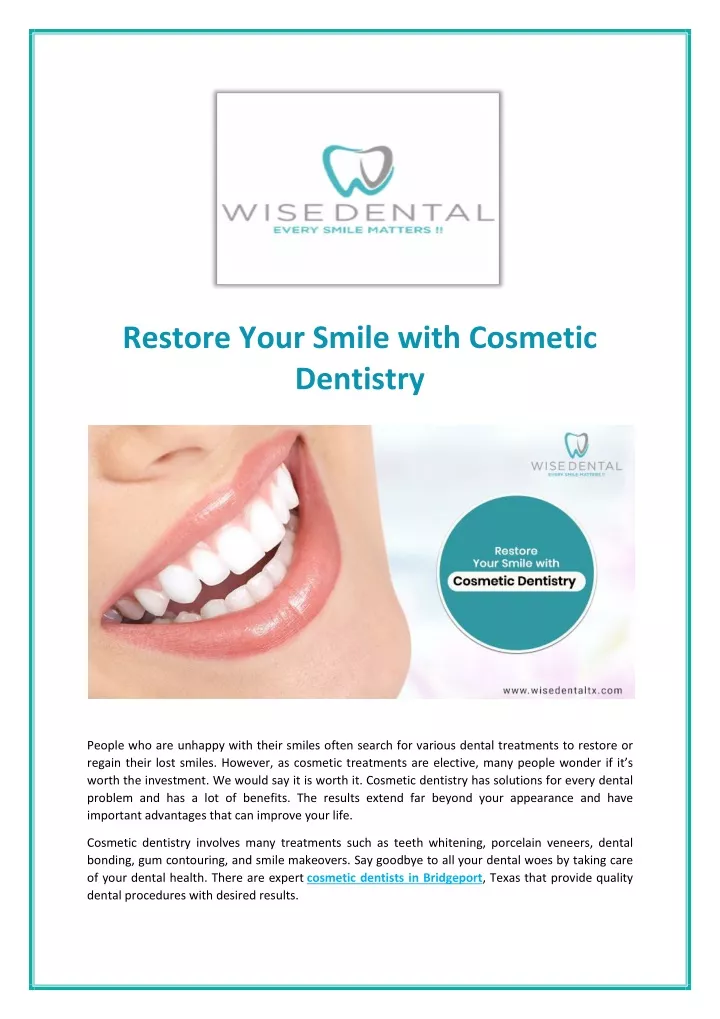 restore your smile with cosmetic dentistry