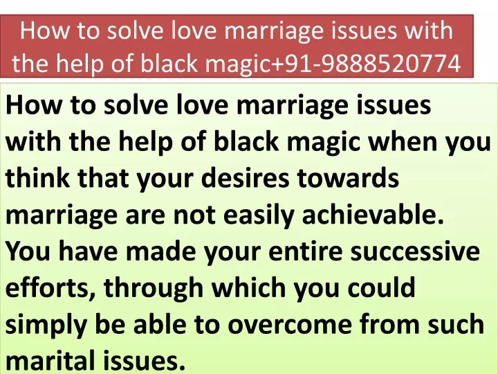 how to solve love marriage issues with the help of black magic 91 9888520774