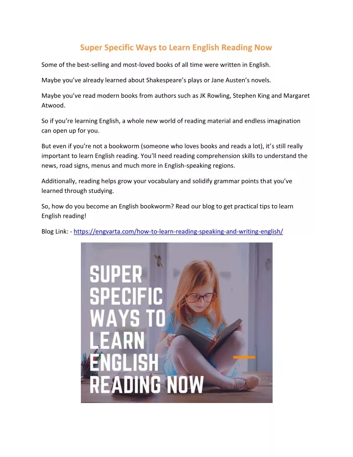 super specific ways to learn english reading now