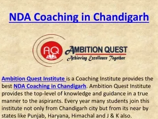 NDA Coaching in the Chandigarh