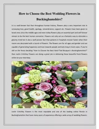 How to Choose the Best Wedding Flowers in Buckinghamshire?