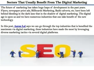 Sectors That Usually Benefit From The Digital Marketing