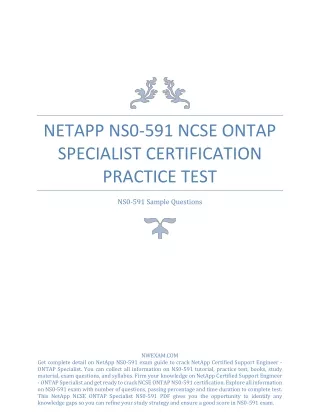 netapp ns0 591 ncse ontap specialist