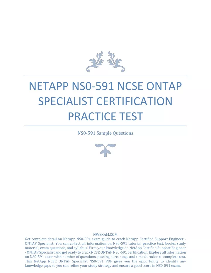 netapp ns0 591 ncse ontap specialist