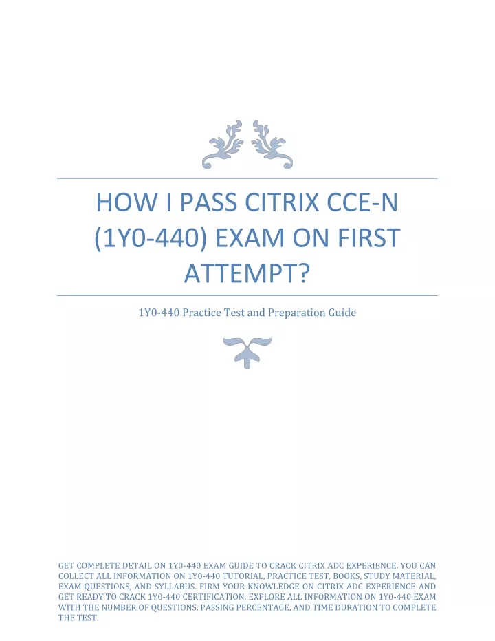 how i pass citrix cce n 1y0 440 exam on first