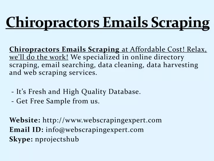 chiropractors emails scraping