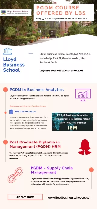 PGDM courses offered by Lloyd Business School