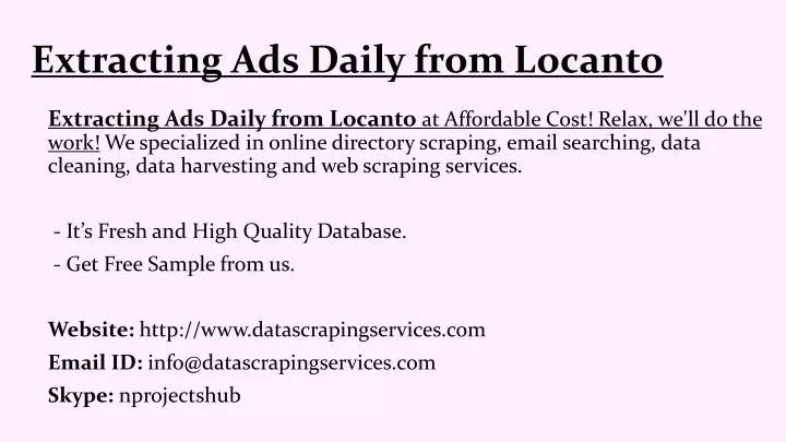 extracting ads daily from locanto