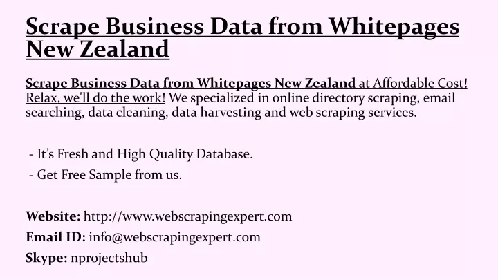 scrape business data from whitepages new zealand