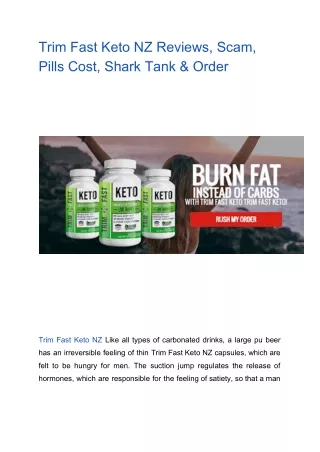 Trim Fast Keto NZ Reviews, Scam, Pills Cost, Shark Tank & Order