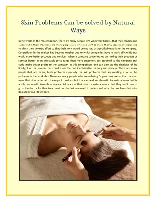 skin problems can be solved by natural ways