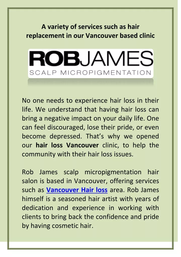 a variety of services such as hair replacement