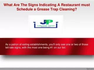 What Are The Signs Indicating A Restaurant must Schedule a Grease Trap Cleaning?