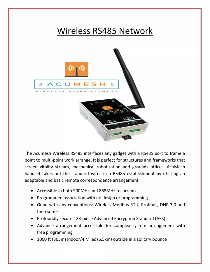 wireless rs485 network