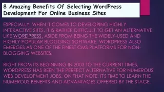 8 amazing benefits of selecting wordpress development for online business sites