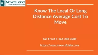 know the local or long distance average cost to move
