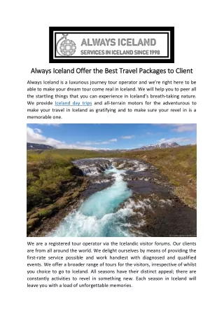 Always Iceland Offer the Best Travel Packages to Client