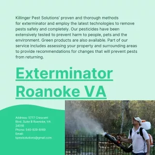 Exterminator Roanoke VA | Killinger Pest Solutions