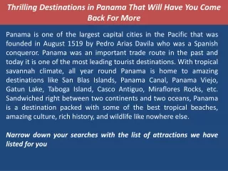 Thrilling Destinations in Panama That Will Have You Come Back For More