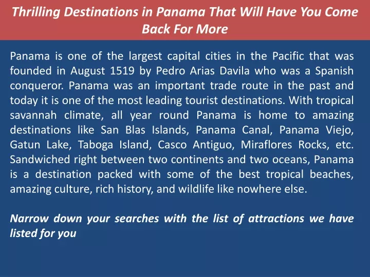 thrilling destinations in panama that will have you come back for more