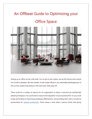 an offbeat guide to optimizing your