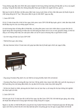 Danh sách bảy chiếc đàn piano kỹ thuật số giá rẻ bán chạy hiện nay