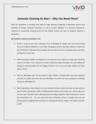 Domestic Cleaning On Rise! – Why You Need Them?